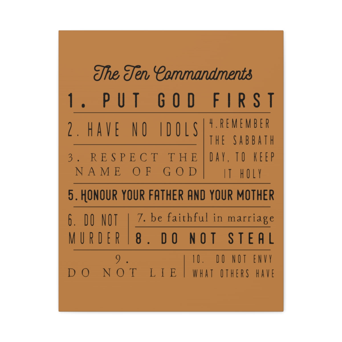 Ten Commandments Exodus 20:2-17 Christian Wall Art Print Ready to Hang Unframed-Express Your Love Gifts