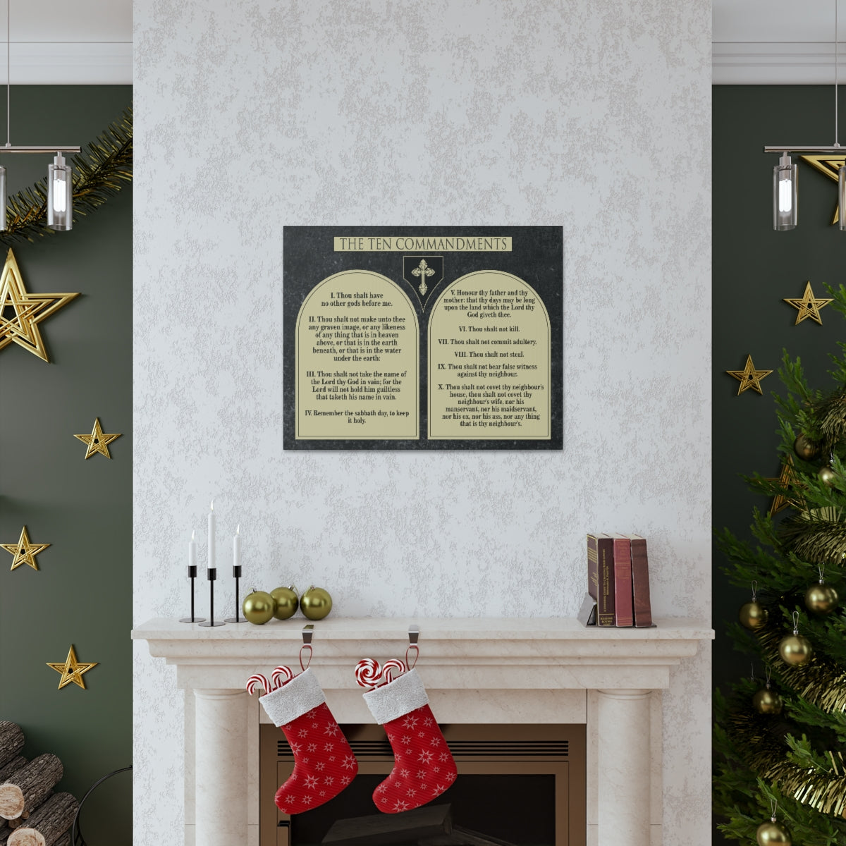 Scripture Walls Ten Commandments Tablets Canvas Christian Wall Art Print Ready to Hang Unframed-Express Your Love Gifts