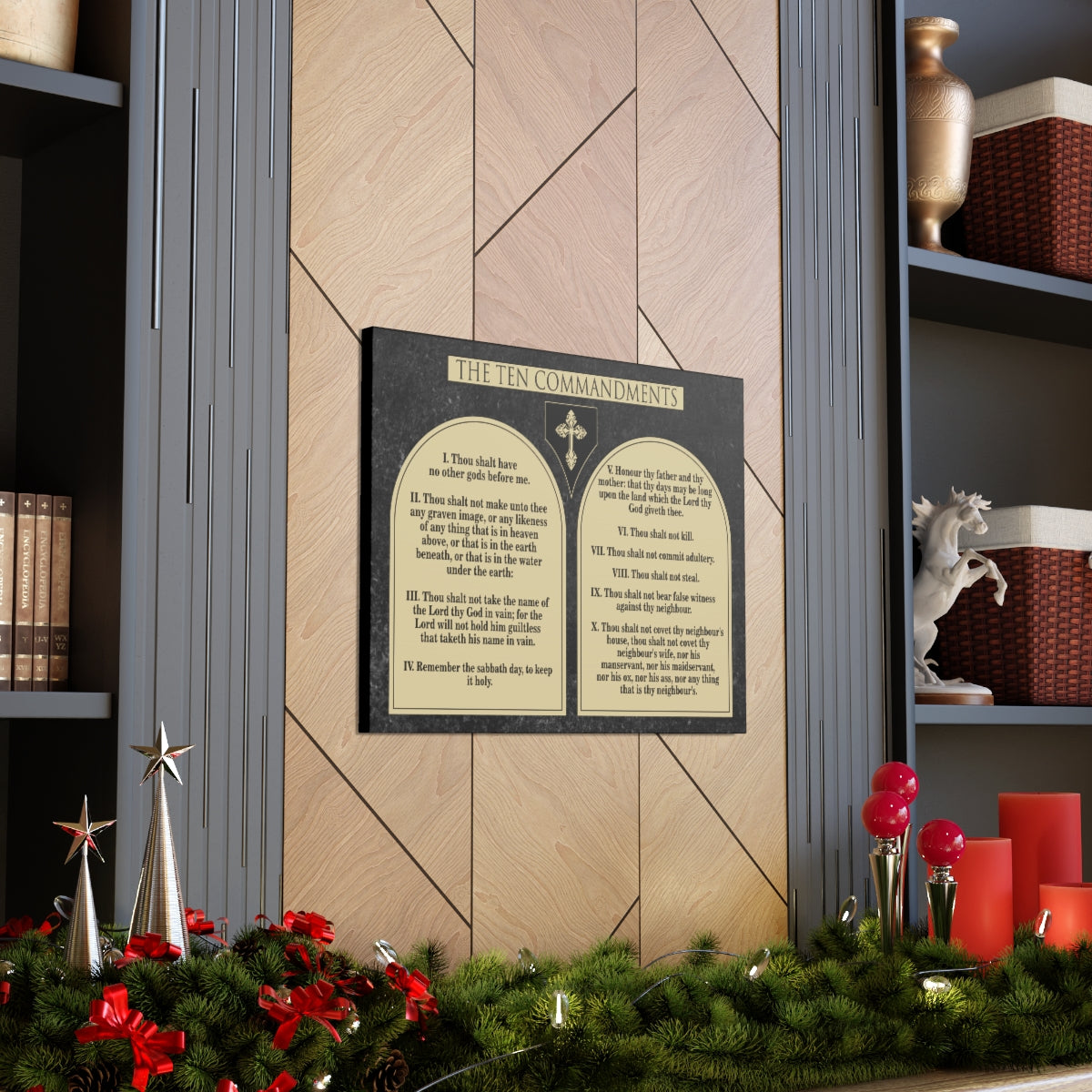 Scripture Walls Ten Commandments Tablets Canvas Christian Wall Art Print Ready to Hang Unframed-Express Your Love Gifts