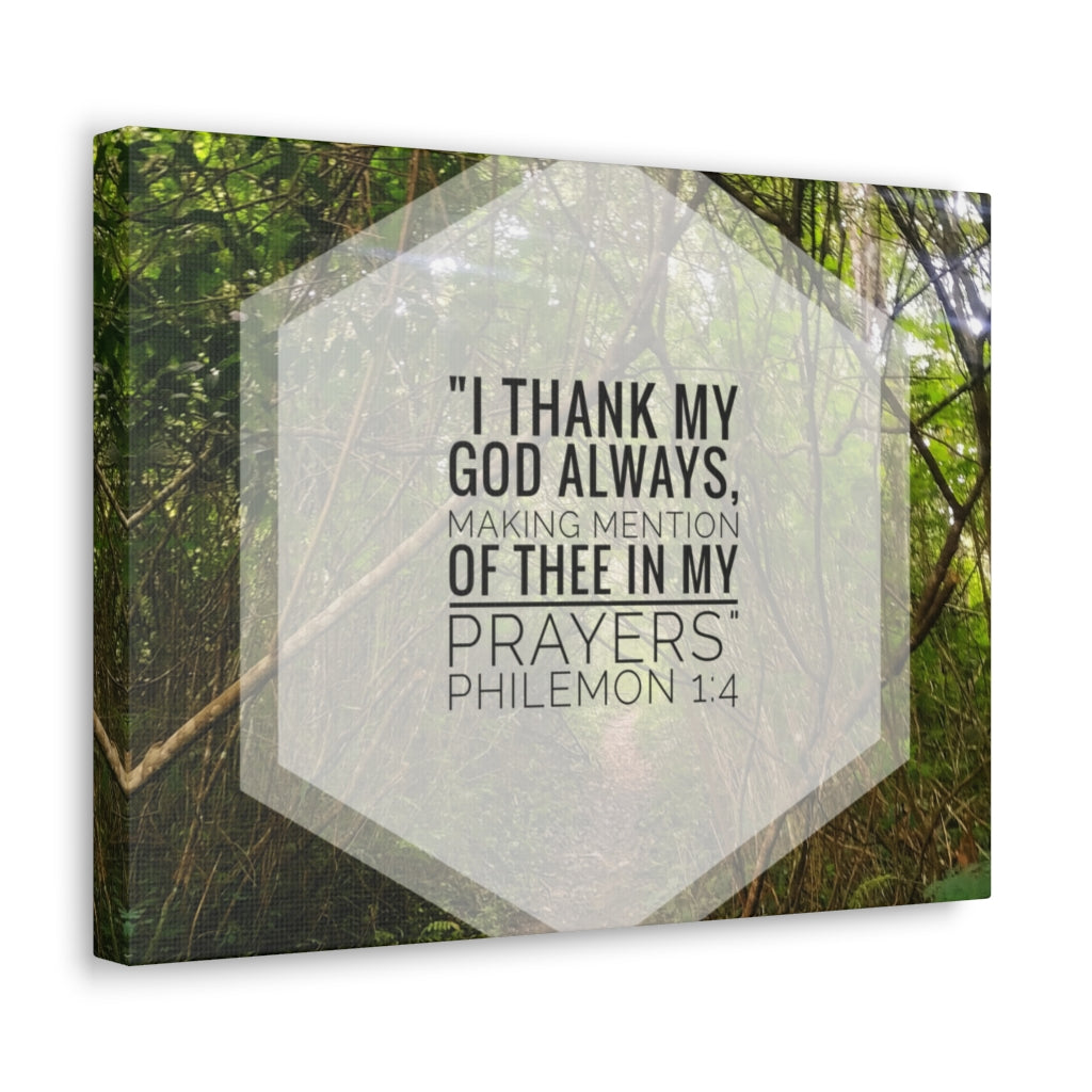 Thank My God Always Philemon 1:4 Bible Verse Canvas Christian Wall Art Ready to Hang Unframed-Express Your Love Gifts