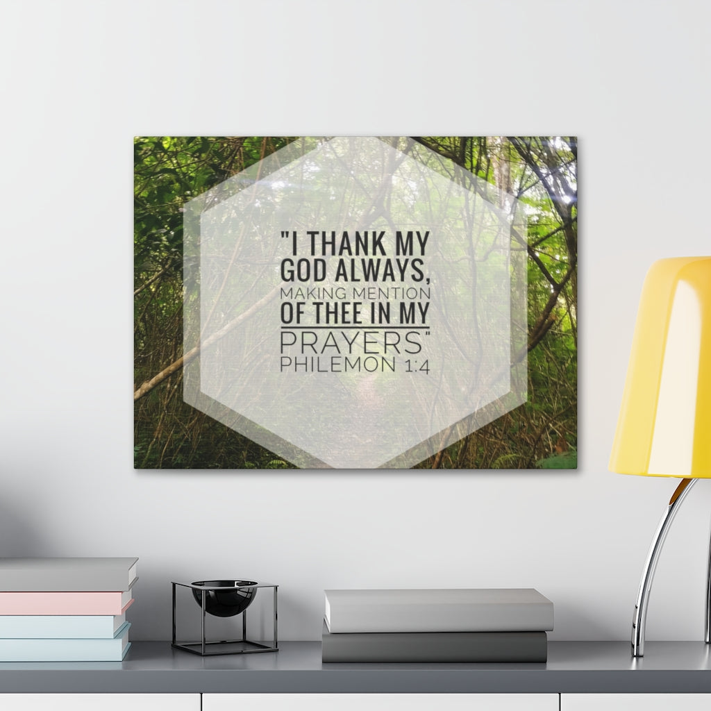 Thank My God Always Philemon 1:4 Bible Verse Canvas Christian Wall Art Ready to Hang Unframed-Express Your Love Gifts