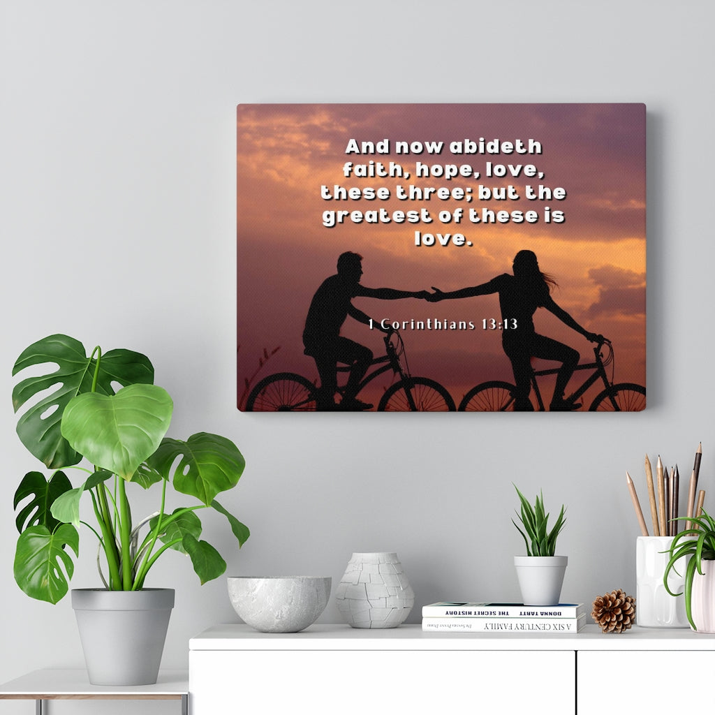 The Greatest 1 Corinthians 13:13 Bible Verse Canvas Christian Wall Art Ready to Hang Unframed-Express Your Love Gifts