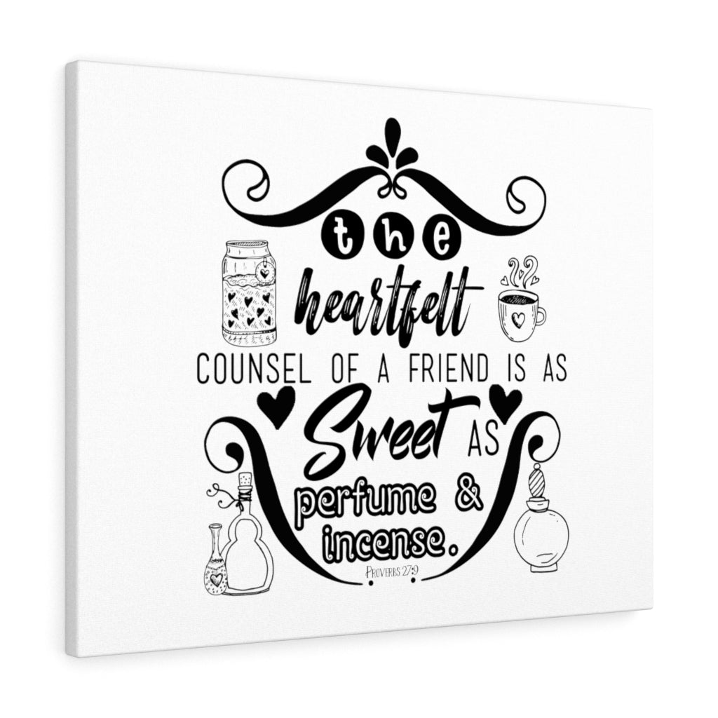 The Heartfelt Counsel Proverbs 27:9 Bible Verse Canvas Christian Wall Art Ready to Hang Unframed-Express Your Love Gifts