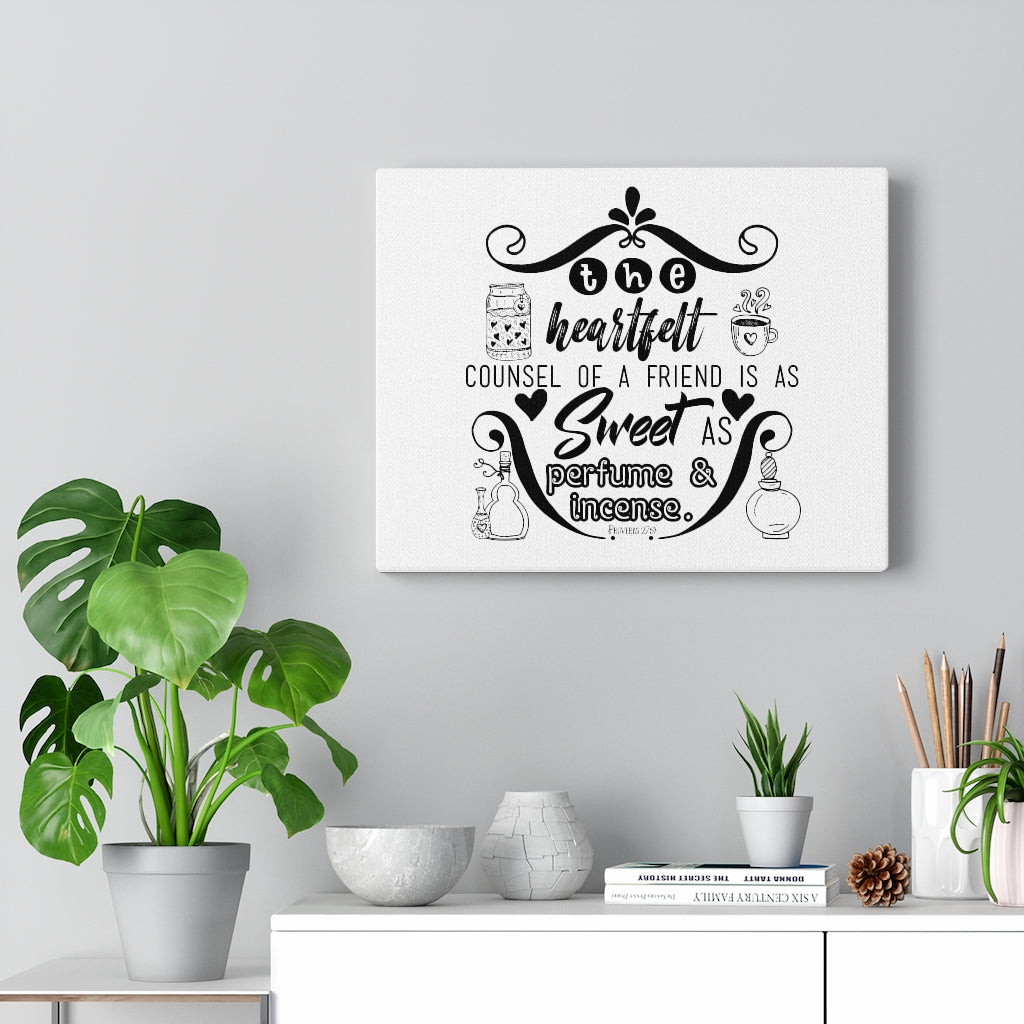 Scripture Walls The Heartfelt Counsel Proverbs 27:9 Bible Verse Canvas Christian Wall Art Ready to Hang Unframed-Express Your Love Gifts