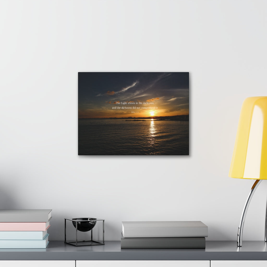 Scripture Walls The Light Shines John 1:5 Dark Bible Verse Canvas Christian Wall Art Ready to Hang Unframed-Express Your Love Gifts