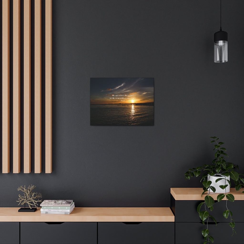 Scripture Walls The Light Shines John 1:5 Dark Bible Verse Canvas Christian Wall Art Ready to Hang Unframed-Express Your Love Gifts