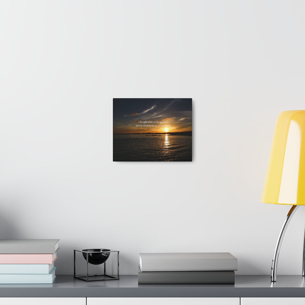 Scripture Walls The Light Shines John 1:5 Dark Bible Verse Canvas Christian Wall Art Ready to Hang Unframed-Express Your Love Gifts