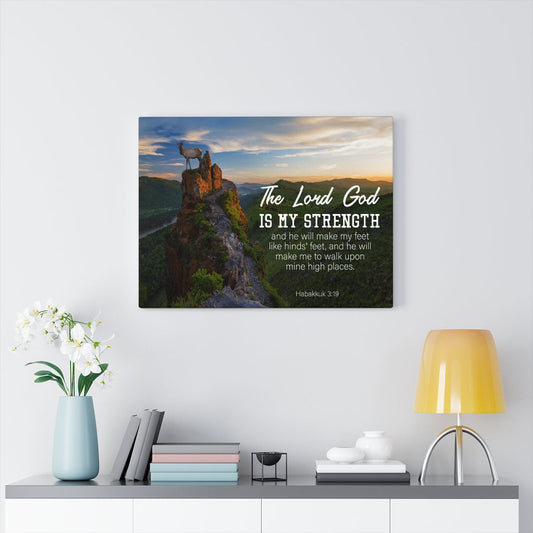 Scripture Walls The Lord God is My Strength Habakkuk 3:19 Bible Verse Canvas Christian Wall Art Ready to Hang Unframed-Express Your Love Gifts