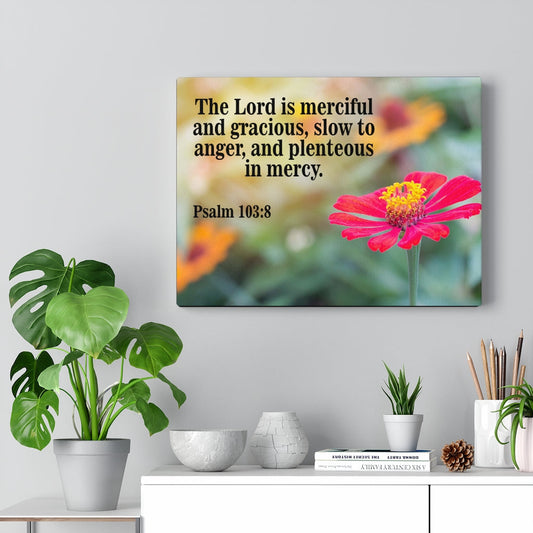 Scripture Walls The Lord is Merciful and Gracious Psalm 103:8 Bible Verse Canvas Christian Wall Art Ready to Hang Unframed-Express Your Love Gifts