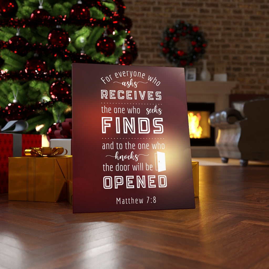 The One Who Seeks Matthew 7:8 Bible Verse Canvas Christian Wall Art Ready to Hang Unframed-Express Your Love Gifts