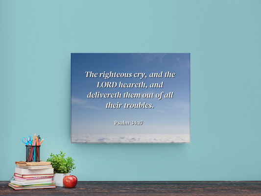 The Righteous Cry Psalm 34:17 Bible Verse Canvas Christian Wall Art Ready to Hang Unframed-Express Your Love Gifts