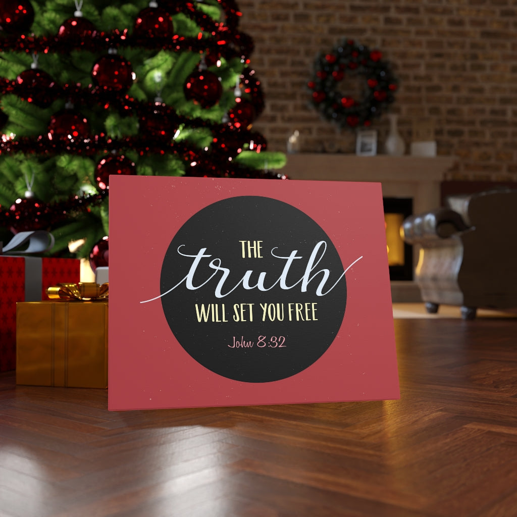 The Truth Red John 8:32 Bible Verse Canvas Christian Wall Art Ready to Hang Unframed-Express Your Love Gifts