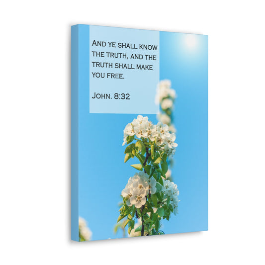 Scripture Walls The Truth Shall Make You Free John 8:32 Bible Verse Canvas Christian Wall Art Bible Verse Print Ready To Hang Unframed-Express Your Love Gifts