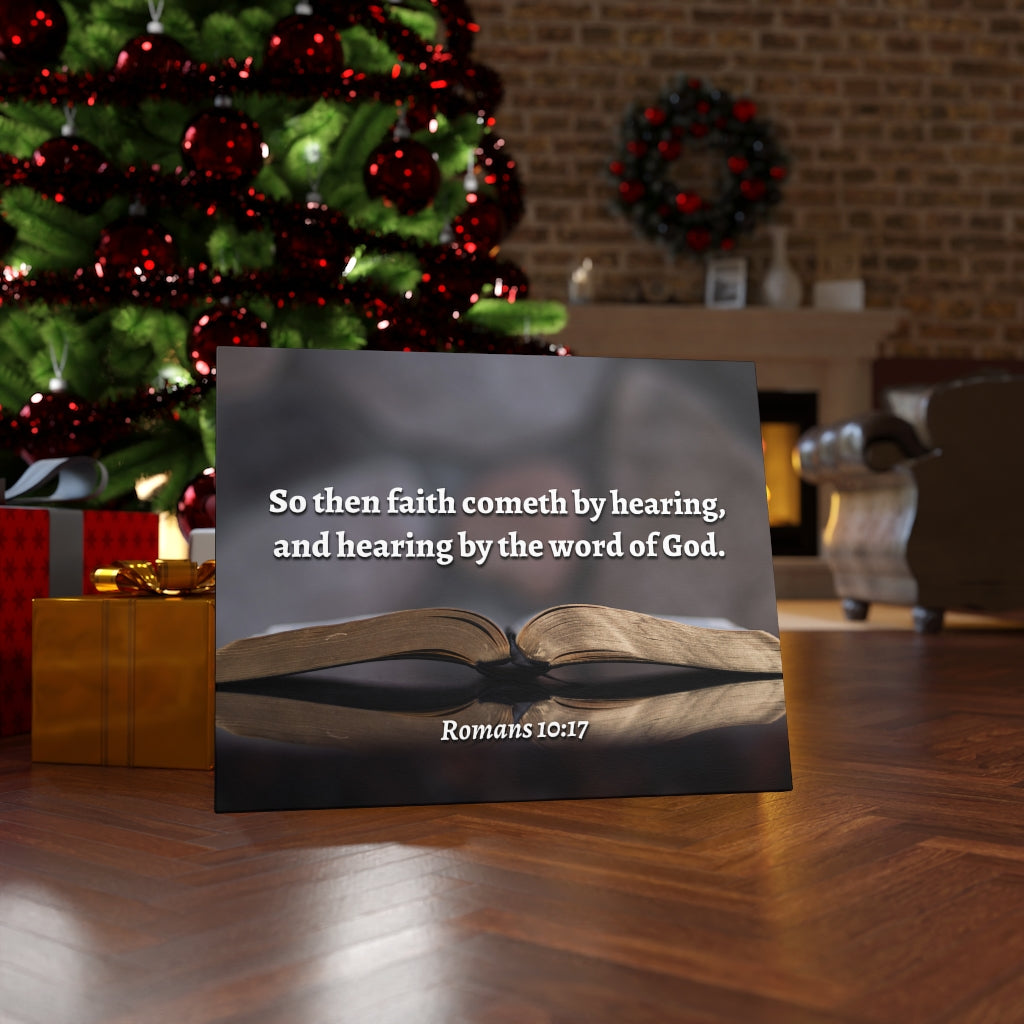 The Word Romans 10:17 Bible Verse Canvas Christian Wall Art Ready to Hang Unframed-Express Your Love Gifts