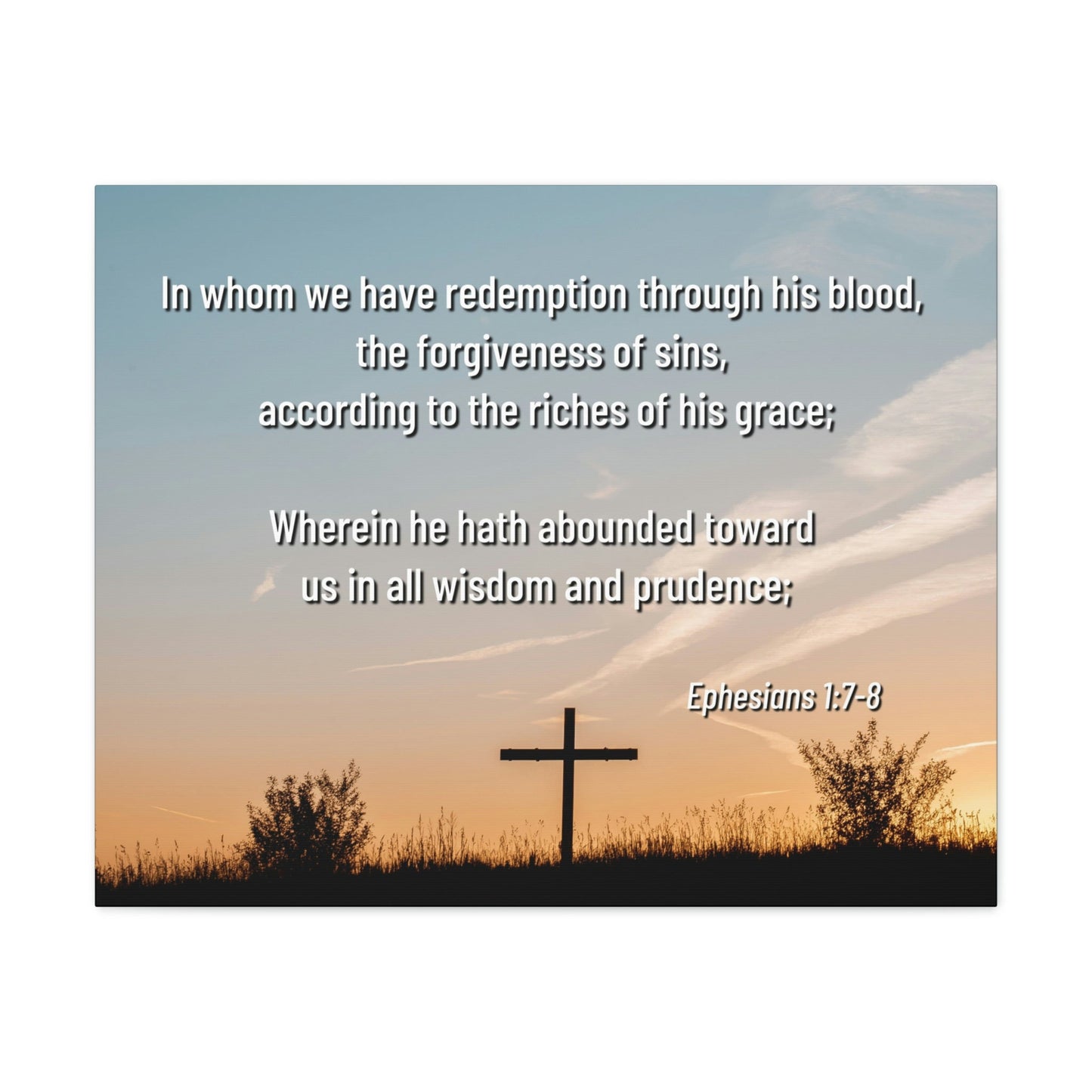 Scripture Walls Through His Blood Ephesians 1:7 Bible Verse Canvas Christian Wall Art Ready to Hang Unframed-Express Your Love Gifts