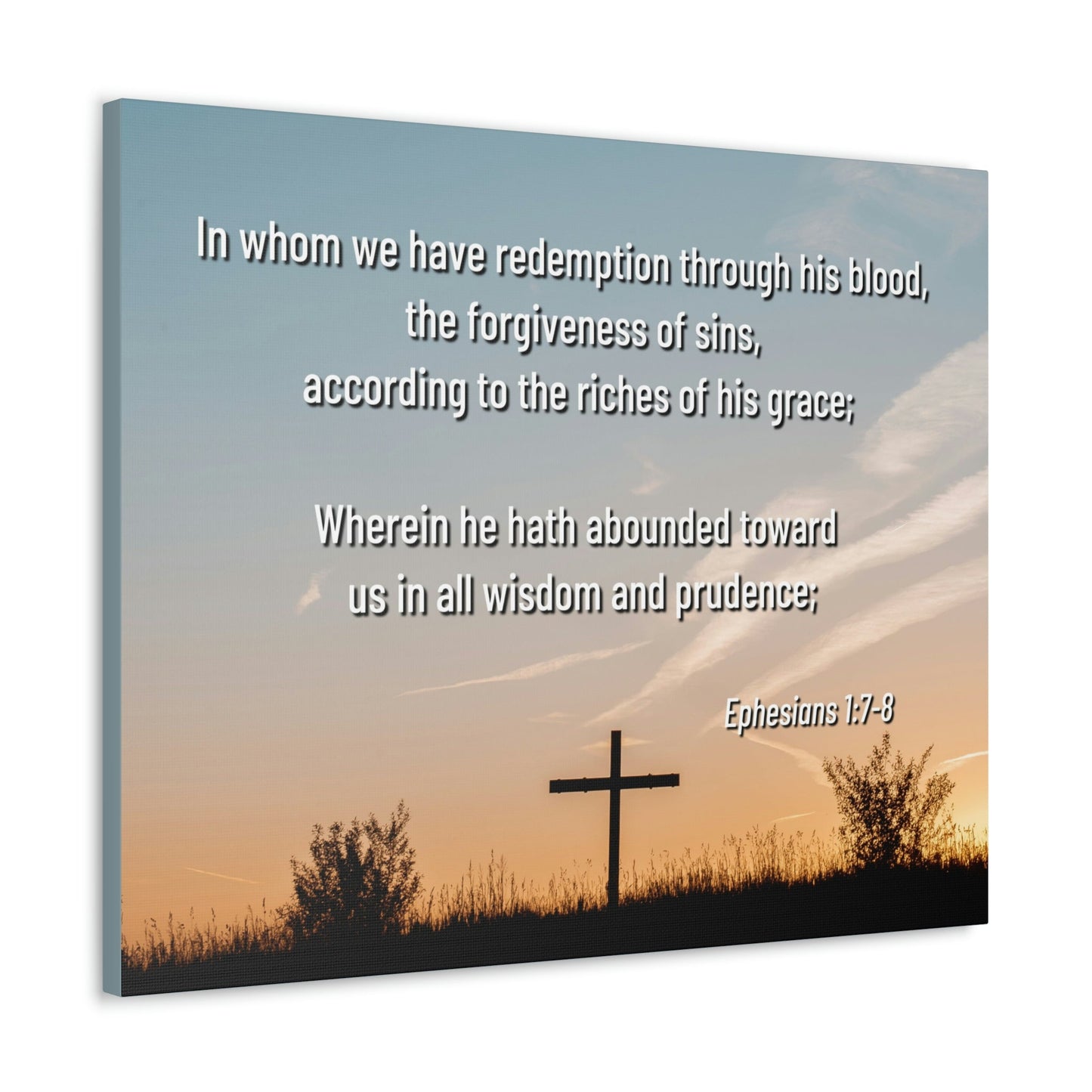 Scripture Walls Through His Blood Ephesians 1:7 Bible Verse Canvas Christian Wall Art Ready to Hang Unframed-Express Your Love Gifts