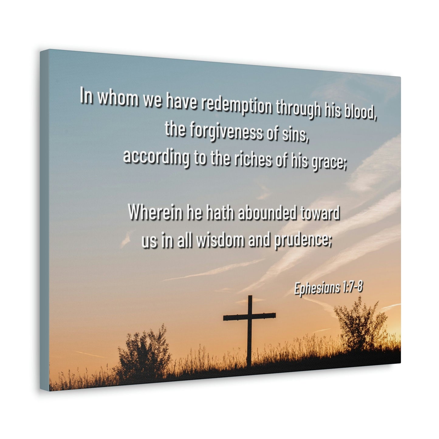 Scripture Walls Through His Blood Ephesians 1:7 Bible Verse Canvas Christian Wall Art Ready to Hang Unframed-Express Your Love Gifts