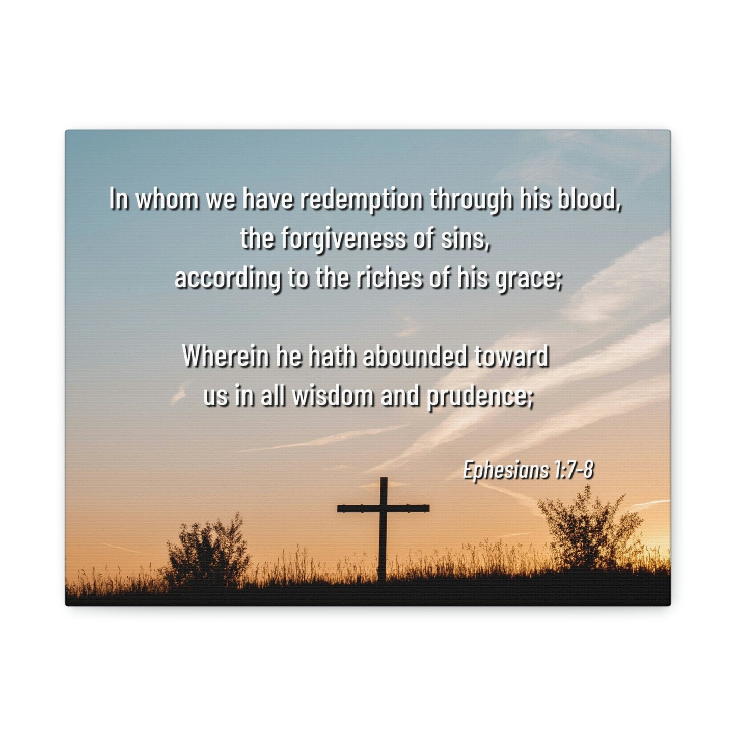 Scripture Walls Through His Blood Ephesians 1:7 Bible Verse Canvas Christian Wall Art Ready to Hang Unframed-Express Your Love Gifts