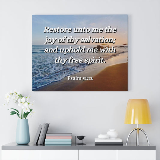 Thy Salvation Psalm 51:12 Bible Verse Canvas Christian Wall Art Ready to Hang Unframed-Express Your Love Gifts