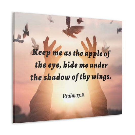 Scripture Walls Thy Wings Psalm 17:8 Bible Verse Canvas Christian Wall Art Ready to Hang Unframed-Express Your Love Gifts