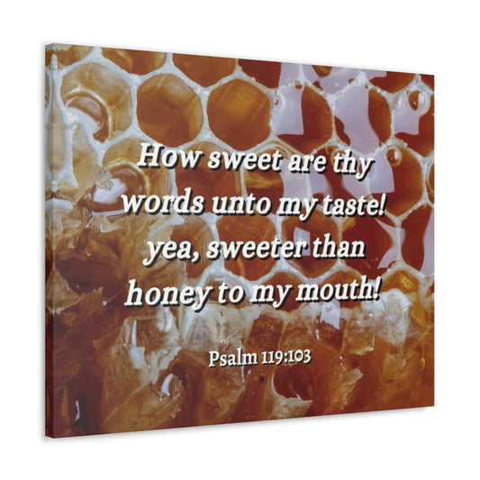 Scripture Walls Thy Words Psalm 119:103 Bible Verse Canvas Christian Wall Art Ready to Hang Unframed-Express Your Love Gifts