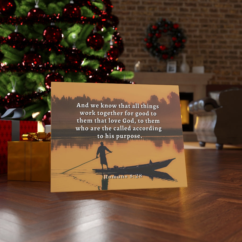 To His Purpose Romans 8:28 Bible Verse Canvas Christian Wall Art Ready to Hang Unframed-Express Your Love Gifts