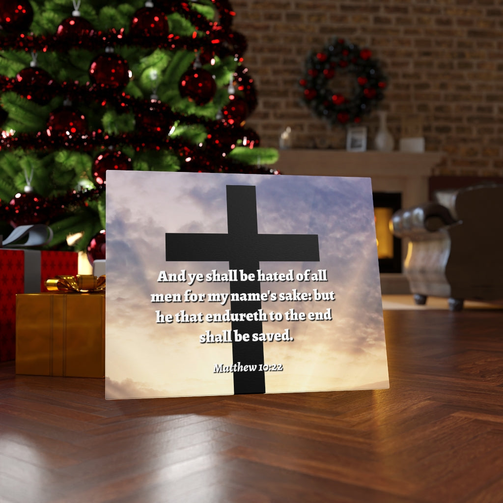 To The End Matthew 10:22 Bible Verse Canvas Christian Wall Art Ready to Hang Unframed-Express Your Love Gifts