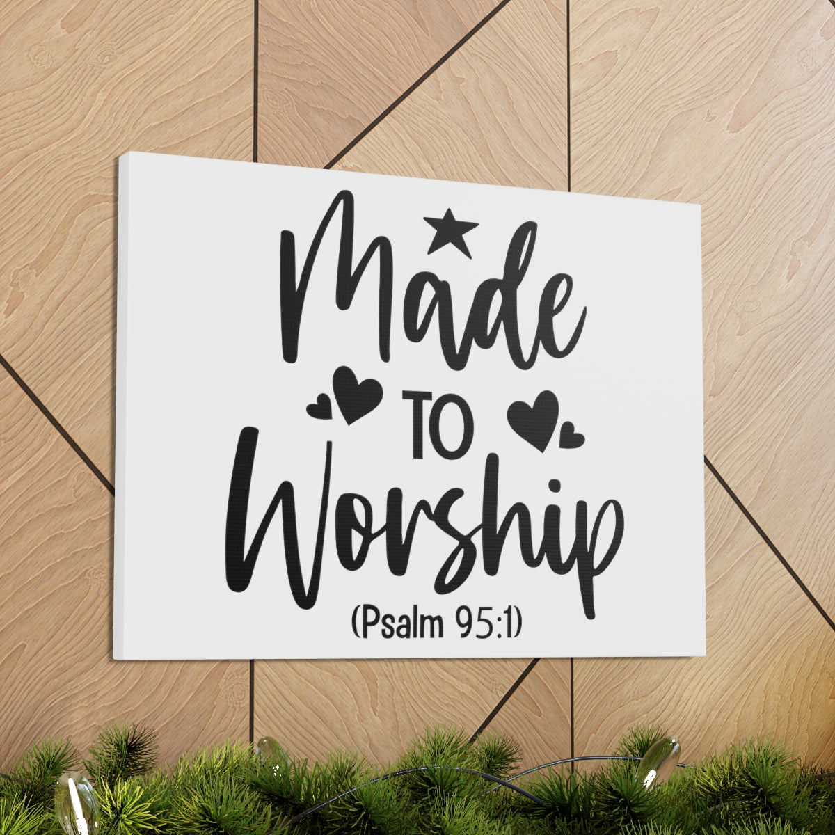 Scripture Walls To Worship Psalm 95:1 Star & Hearts Bible Verse Canvas Christian Wall Art Ready to Hang Unframed-Express Your Love Gifts