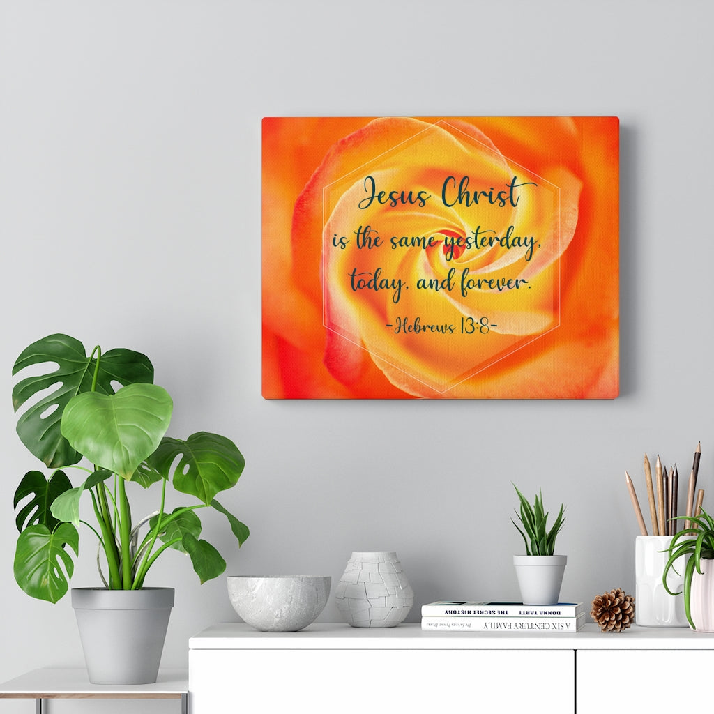 Today And Forever Hebrews 13:8 Orange Bible Verse Canvas Christian Wall Art Ready to Hang Unframed-Express Your Love Gifts