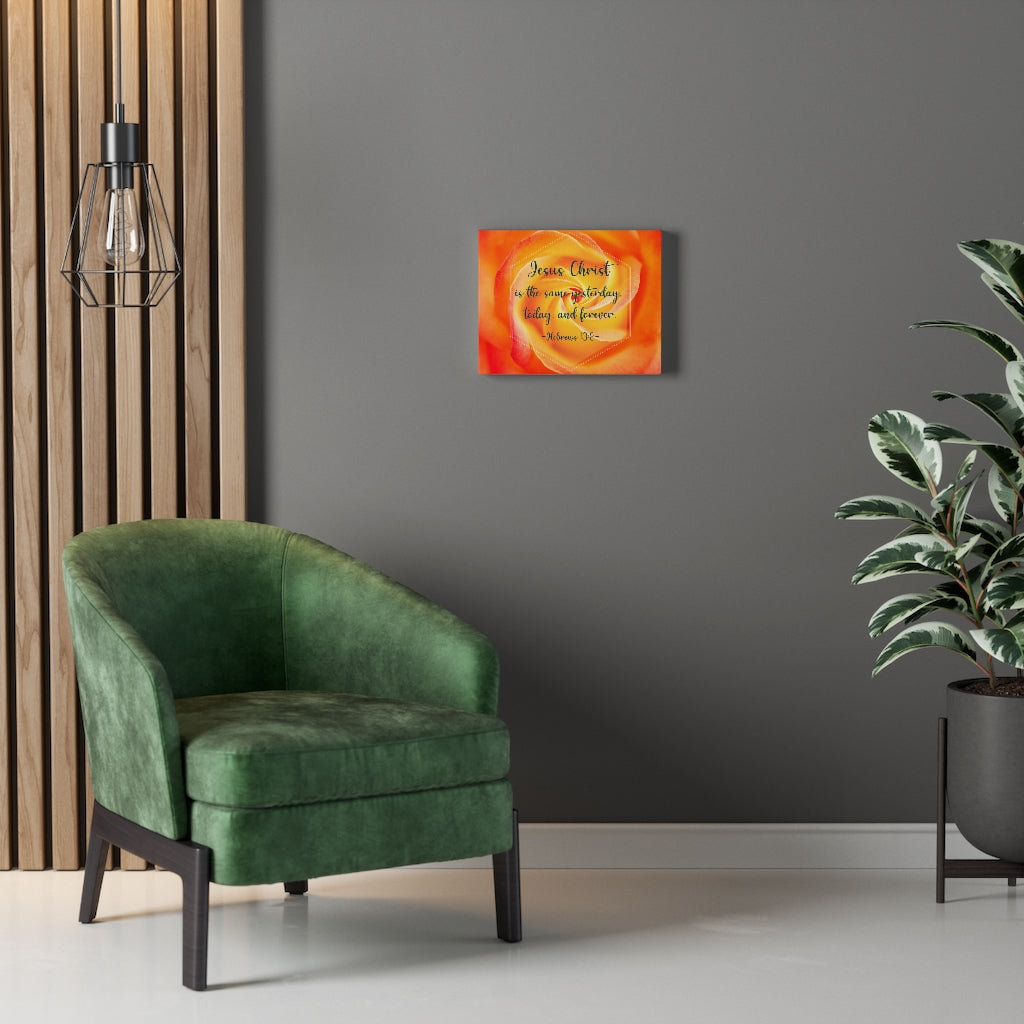 Today And Forever Hebrews 13:8 Orange Bible Verse Canvas Christian Wall Art Ready to Hang Unframed-Express Your Love Gifts