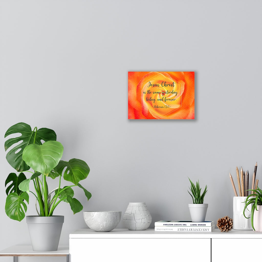 Today And Forever Hebrews 13:8 Orange Bible Verse Canvas Christian Wall Art Ready to Hang Unframed-Express Your Love Gifts