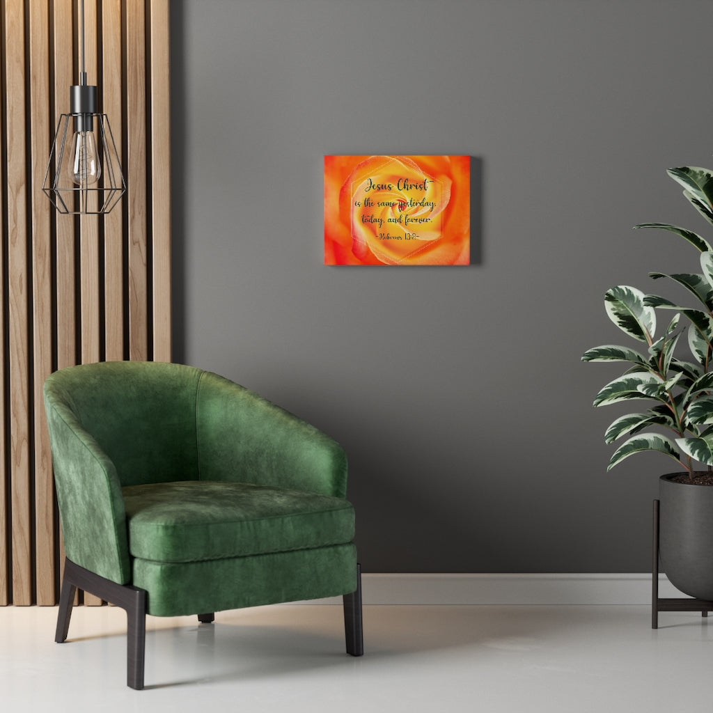 Today And Forever Hebrews 13:8 Orange Bible Verse Canvas Christian Wall Art Ready to Hang Unframed-Express Your Love Gifts