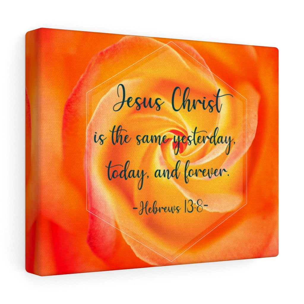 Today And Forever Hebrews 13:8 Orange Bible Verse Canvas Christian Wall Art Ready to Hang Unframed-Express Your Love Gifts