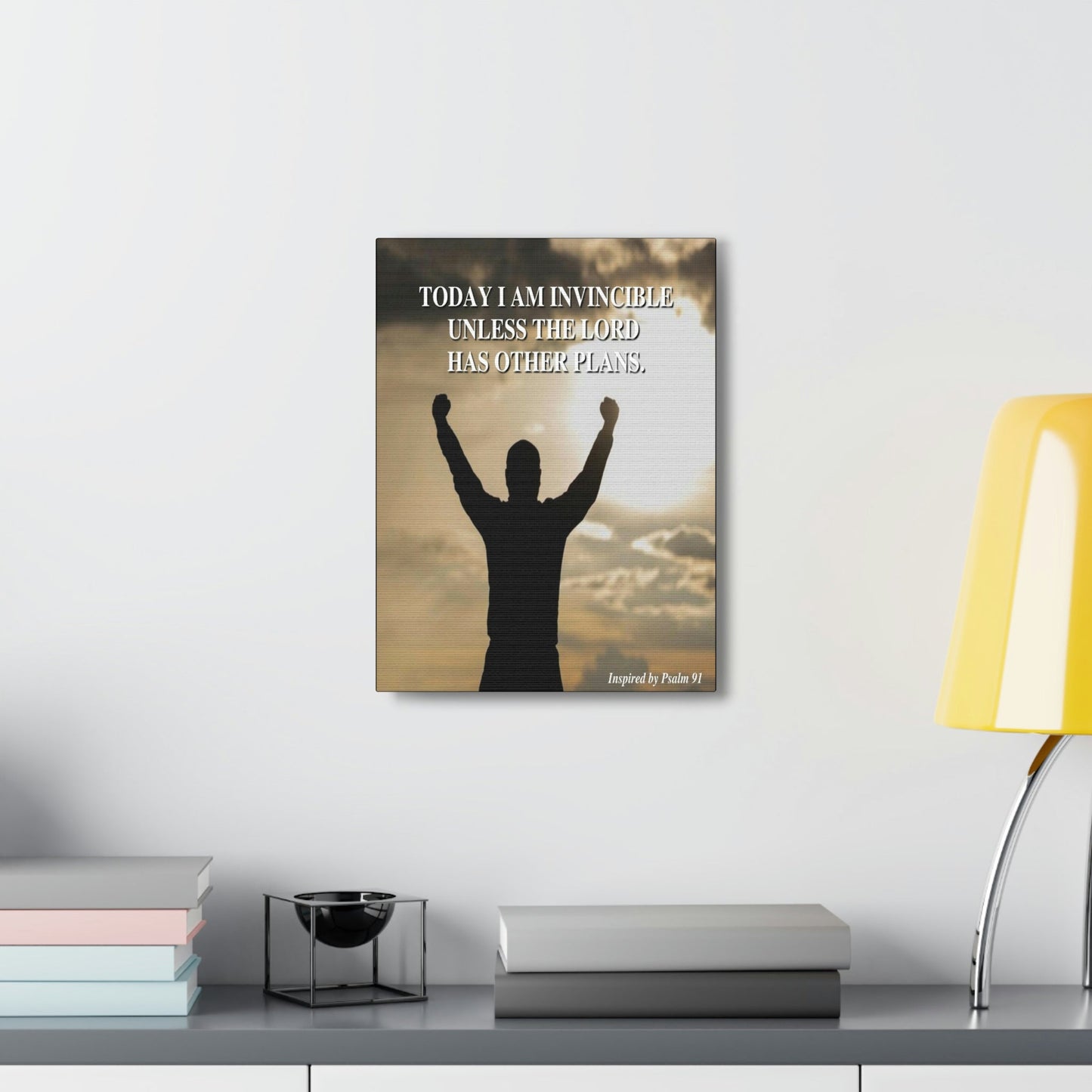 Scripture Walls Today I Am Invincible Canvas Psalm 91 Bible Verse Canvas Christian Wall Art Ready to Hang Unframed-Express Your Love Gifts