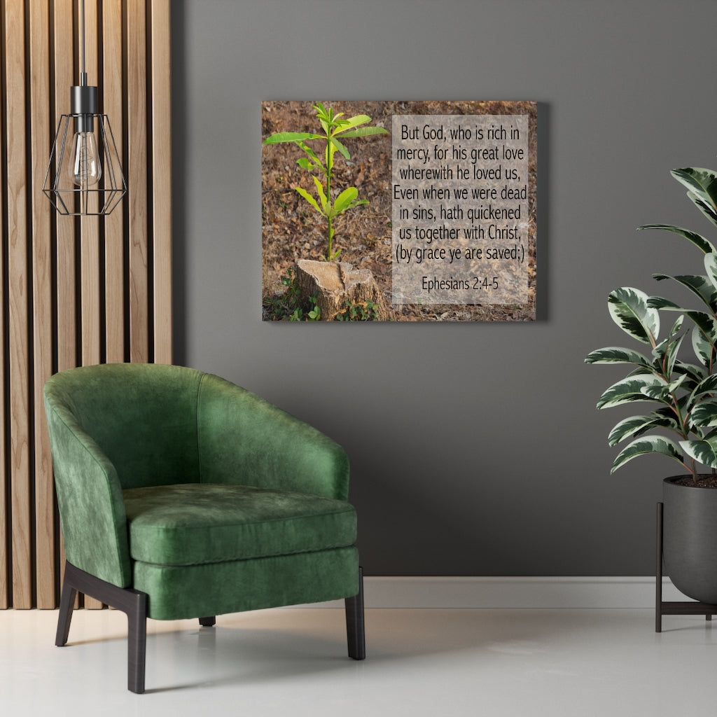 Scripture Walls Together With Christ Ephesians 2:4-5 Bible Verse Canvas Christian Wall Art Ready to Hang Unframed-Express Your Love Gifts