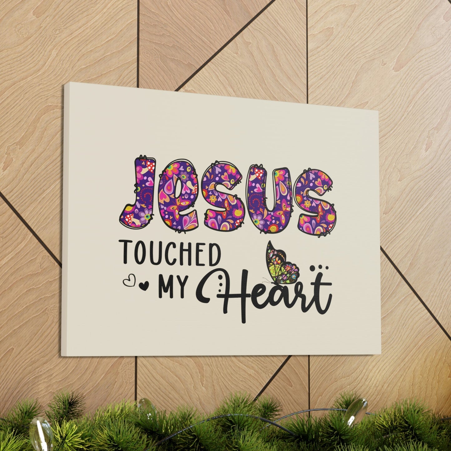 Scripture Walls Touched My Heart Floral Isaiah 6:7 Bible Verse Canvas Christian Wall Art Ready to Hang Unframed-Express Your Love Gifts