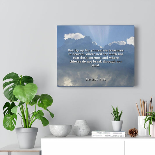 Treasures In Heaven Matthew 6:20 Bible Verse Canvas Christian Wall Art Ready to Hang Unframed-Express Your Love Gifts