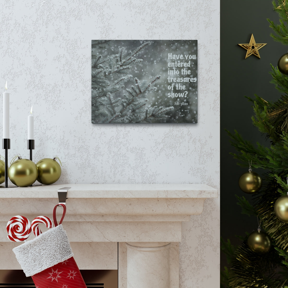 Scripture Walls Treasures Of The Show Job 38:22 Bible Verse Canvas Christian Wall Art Bible Verse Print Ready To Hang Unframed-Express Your Love Gifts