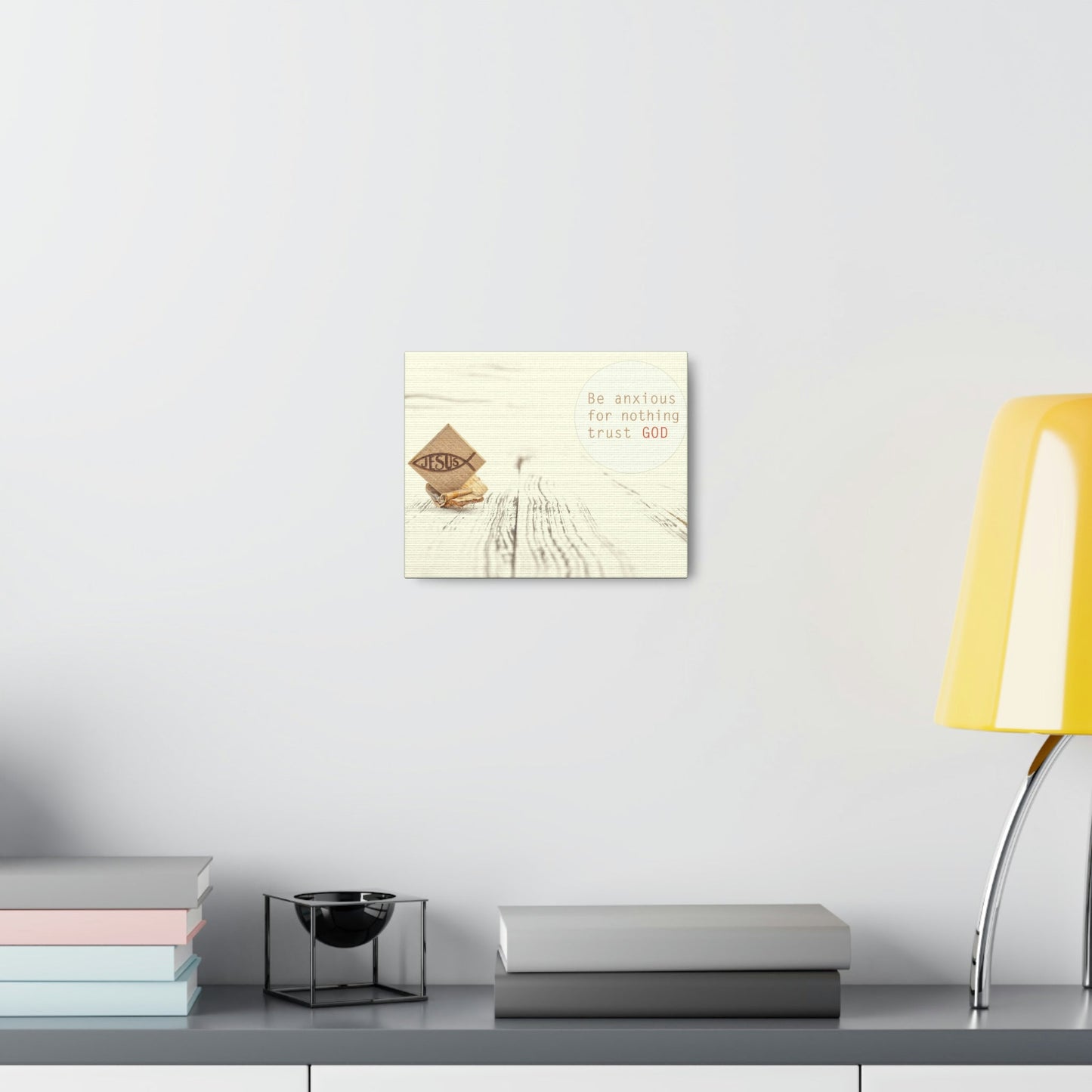 Trust God, Philippians 4:6 Jesus Fish Christian Wall Art Bible Verse Print Ready to Hang Unframed-Express Your Love Gifts