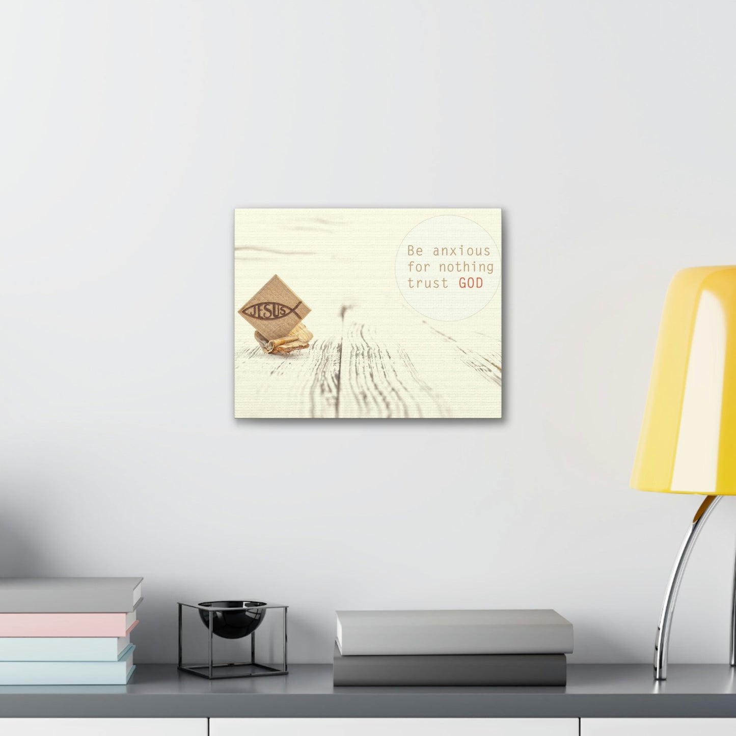 Trust God, Philippians 4:6 Jesus Fish Christian Wall Art Bible Verse Print Ready to Hang Unframed-Express Your Love Gifts