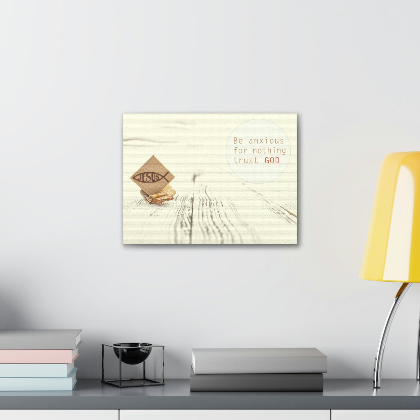 Trust God, Philippians 4:6 Jesus Fish Christian Wall Art Bible Verse Print Ready to Hang Unframed-Express Your Love Gifts
