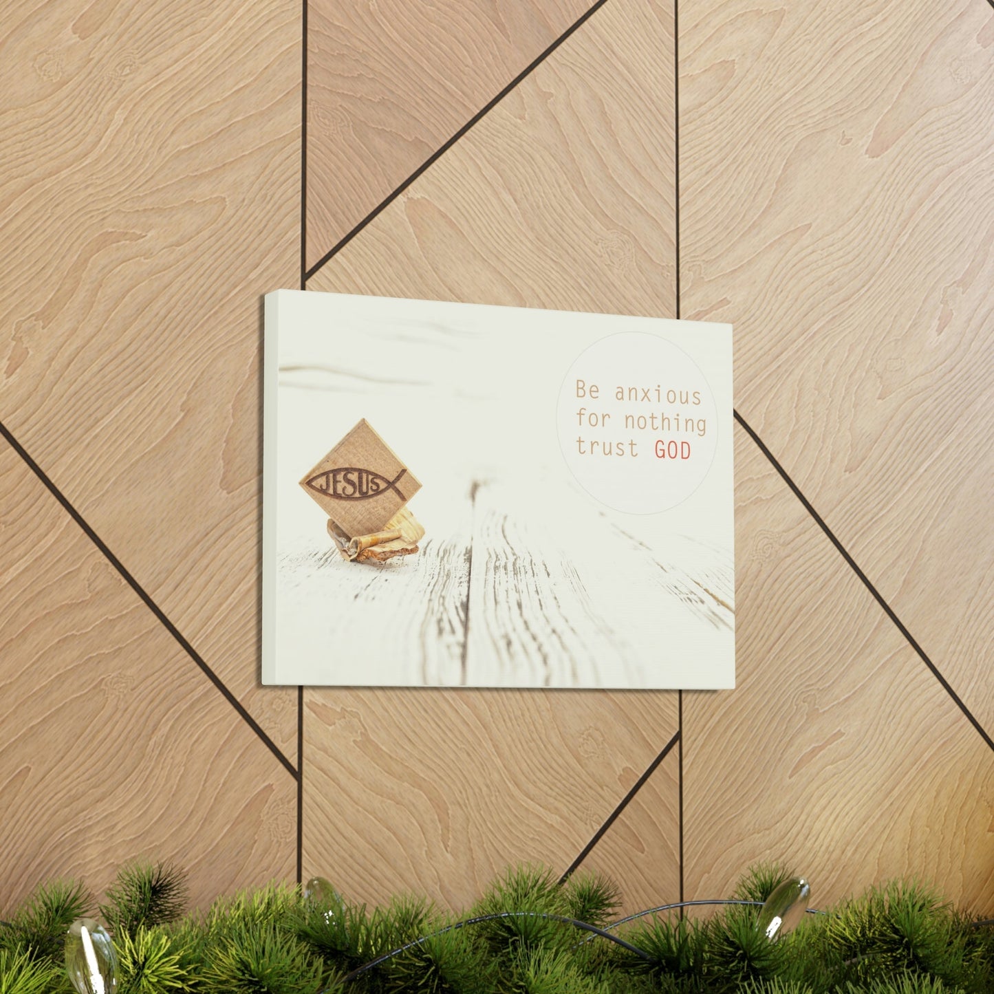 Trust God, Philippians 4:6 Jesus Fish Christian Wall Art Bible Verse Print Ready to Hang Unframed-Express Your Love Gifts