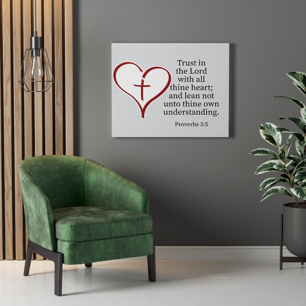Scripture Walls Trust in the Lord Proverbs 3:5 Heart Cross Wall Art Christian Home Decor Unframed-Express Your Love Gifts