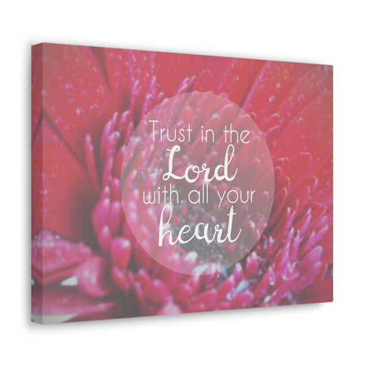 Trust In The Lord Proverbs 3:5 Pink Flower Christian Wall Art Bible Verse Print Ready to Hang Unframed-Express Your Love Gifts