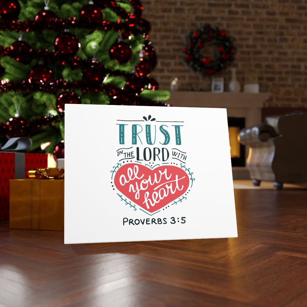 Trust The Lord Red Heart Proverbs 3:5 Bible Verse Canvas Christian Wall Art Ready to Hang Unframed-Express Your Love Gifts