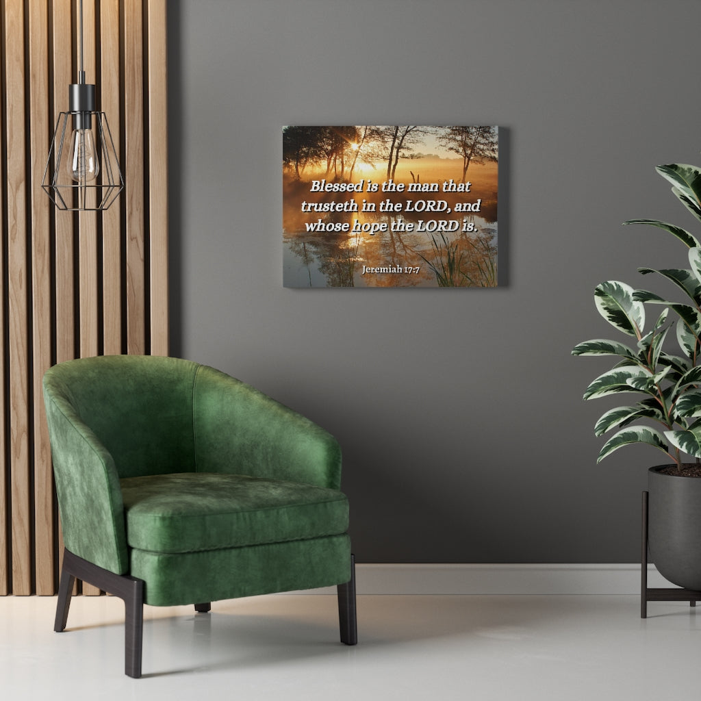 Trusteth Jeremiah 17:7 Bible Verse Canvas Christian Wall Art Ready to Hang Unframed-Express Your Love Gifts