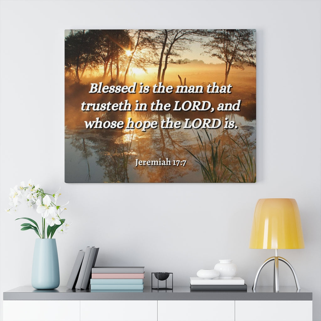 Trusteth Jeremiah 17:7 Bible Verse Canvas Christian Wall Art Ready to Hang Unframed-Express Your Love Gifts