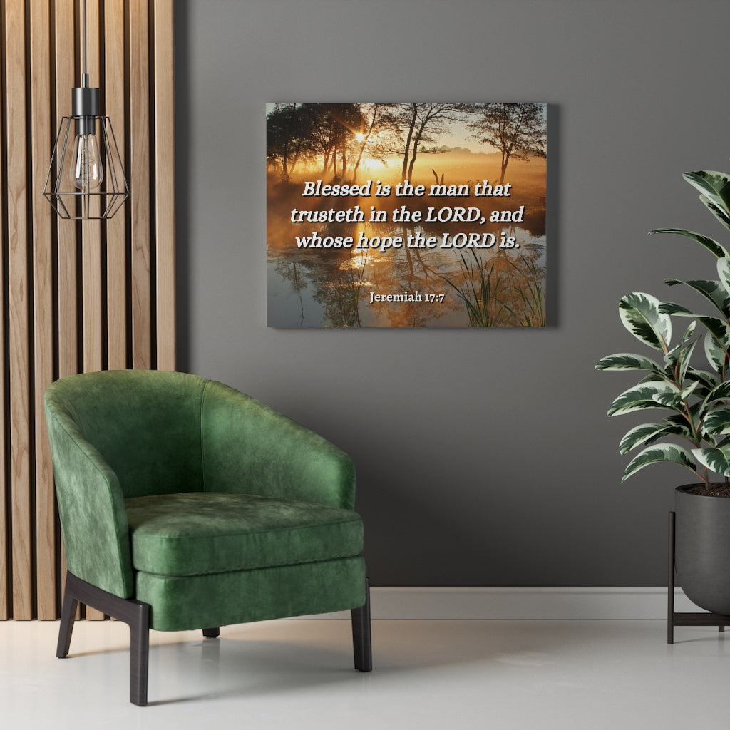 Trusteth Jeremiah 17:7 Bible Verse Canvas Christian Wall Art Ready to Hang Unframed-Express Your Love Gifts