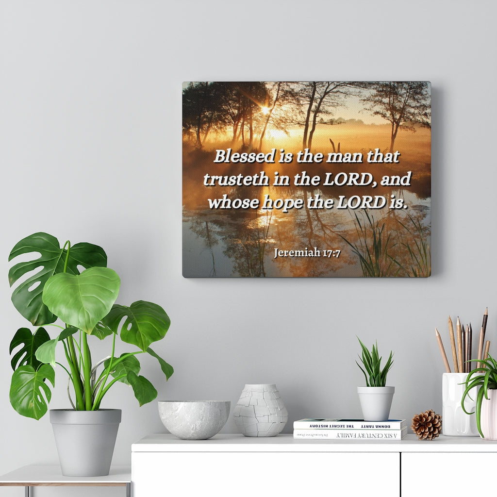 Trusteth Jeremiah 17:7 Bible Verse Canvas Christian Wall Art Ready to Hang Unframed-Express Your Love Gifts