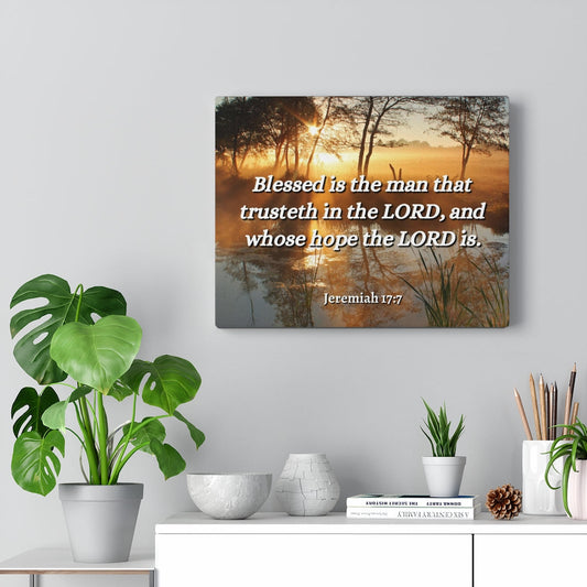 Trusteth Jeremiah 17:7 Bible Verse Canvas Christian Wall Art Ready to Hang Unframed-Express Your Love Gifts